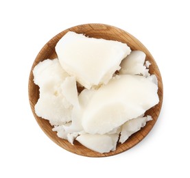 Photo of Natural shea butter isolated on white, top view