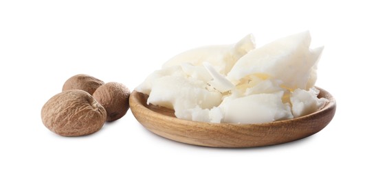 Photo of Natural shea butter and nuts isolated on white