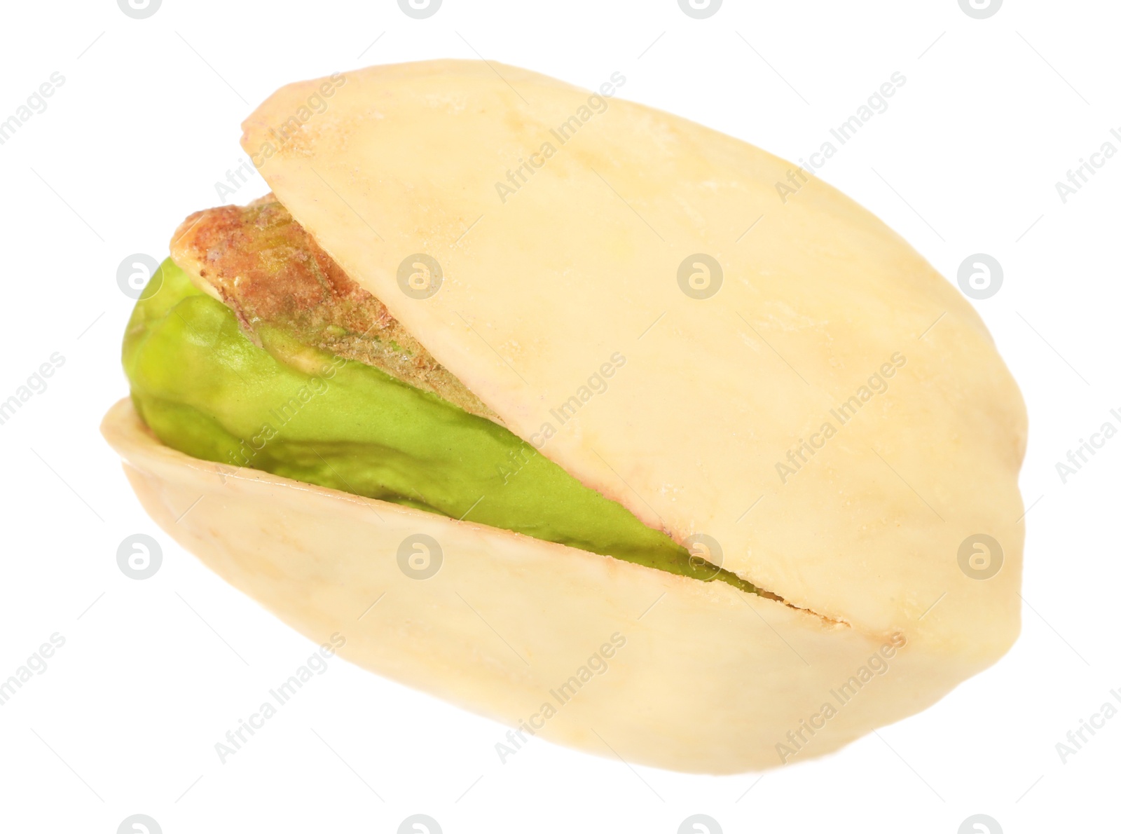 Photo of One tasty pistachio nut isolated on white