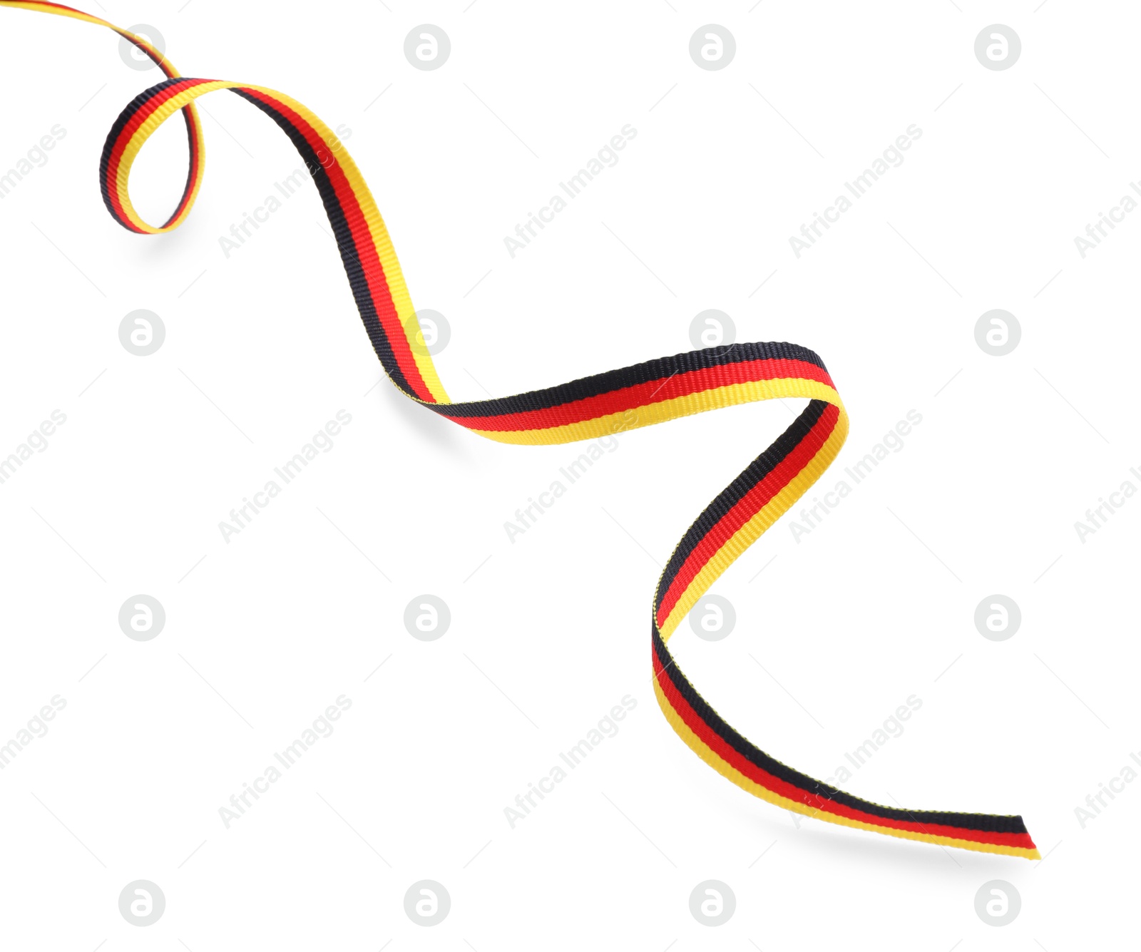 Photo of Ribbon in colors of German flag isolated on white