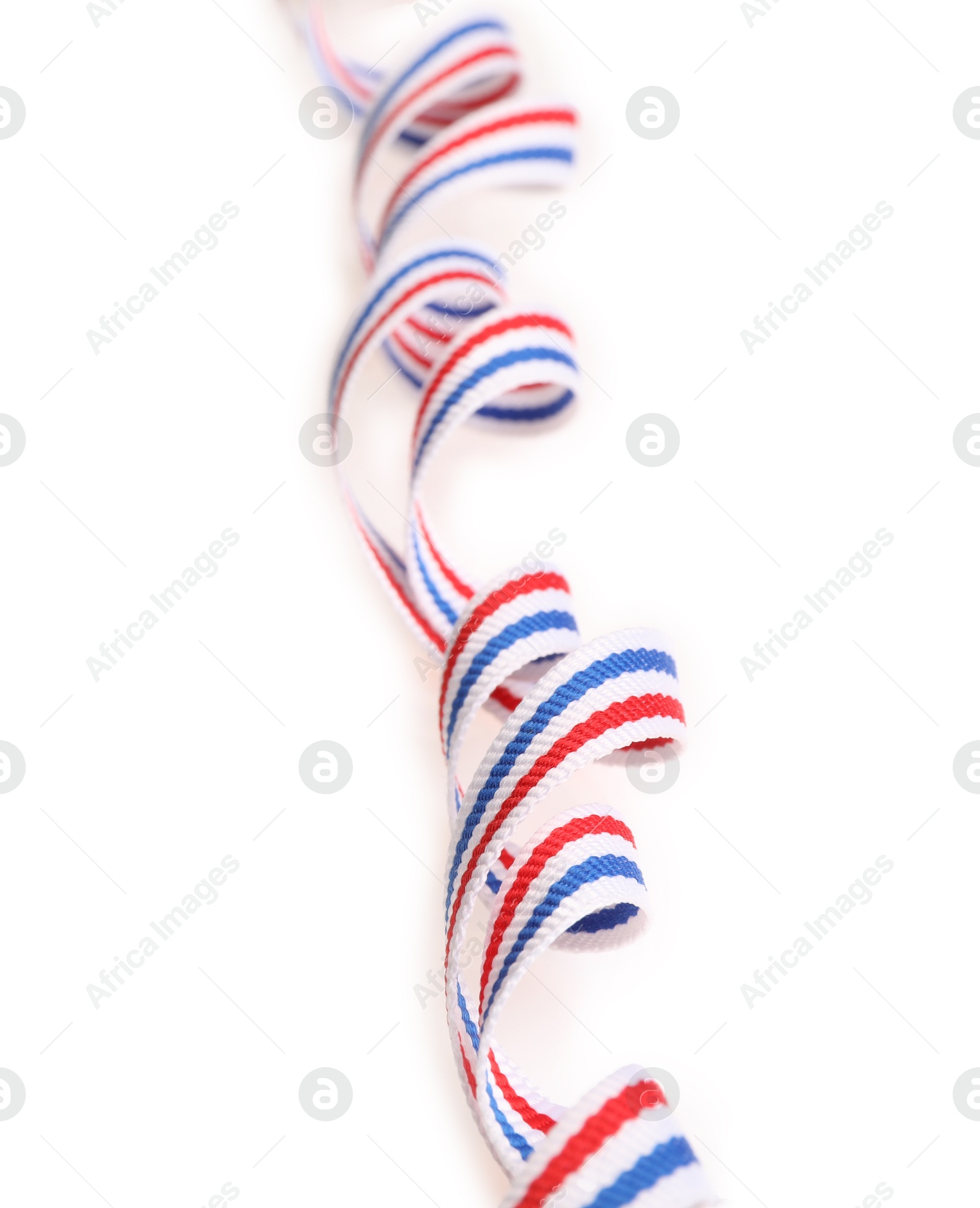 Photo of Ribbon in colors of Netherlands flag isolated on white