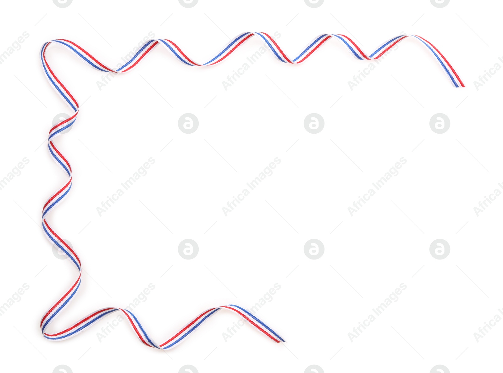 Photo of Ribbon in colors of Netherlands flag isolated on white, top view