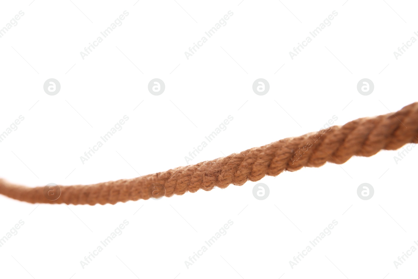 Photo of One braided hemp rope isolated on white