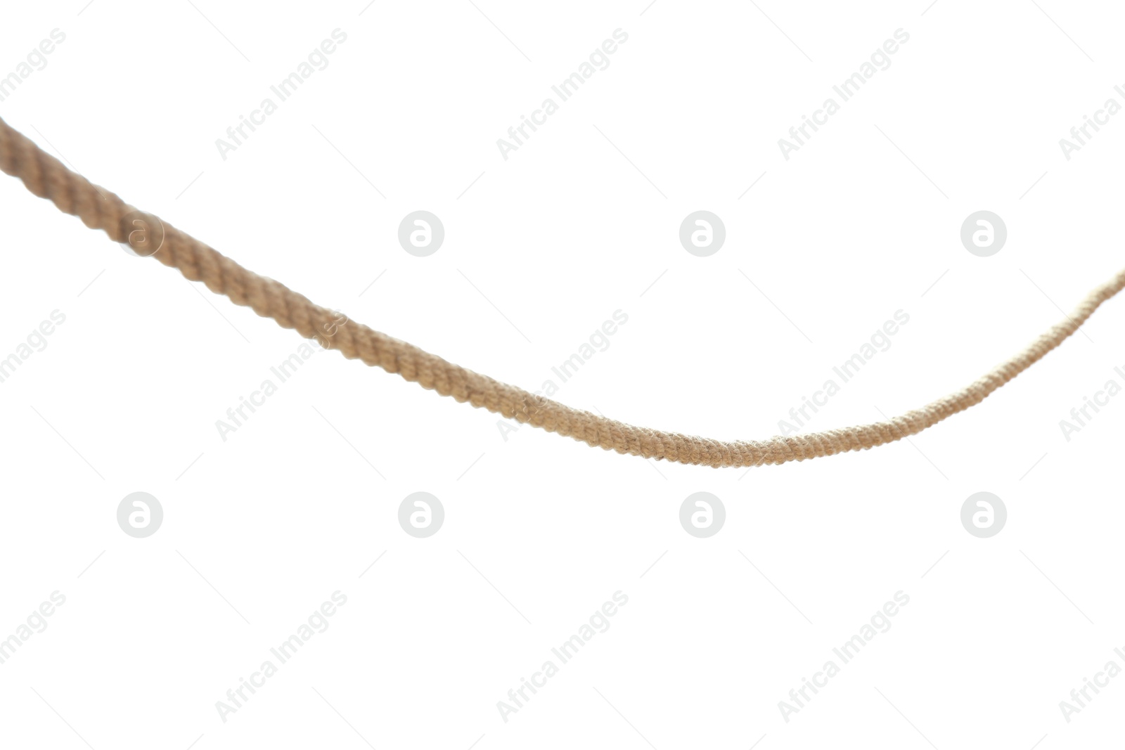 Photo of One braided hemp rope isolated on white