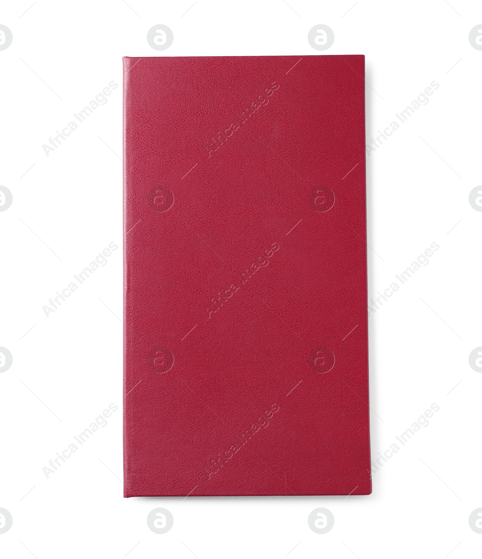 Photo of One hardcover book isolated on white, top view