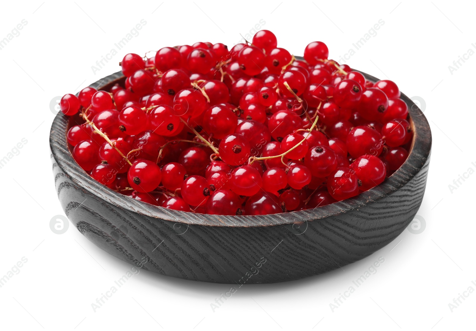 Photo of Fresh red currants in bowl isolated on white