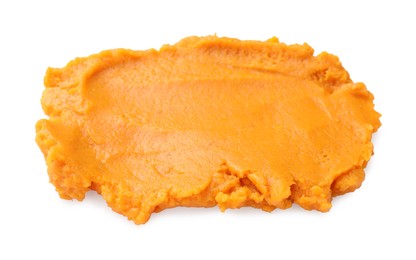 Photo of Delicious mashed sweet potatoes isolated on white