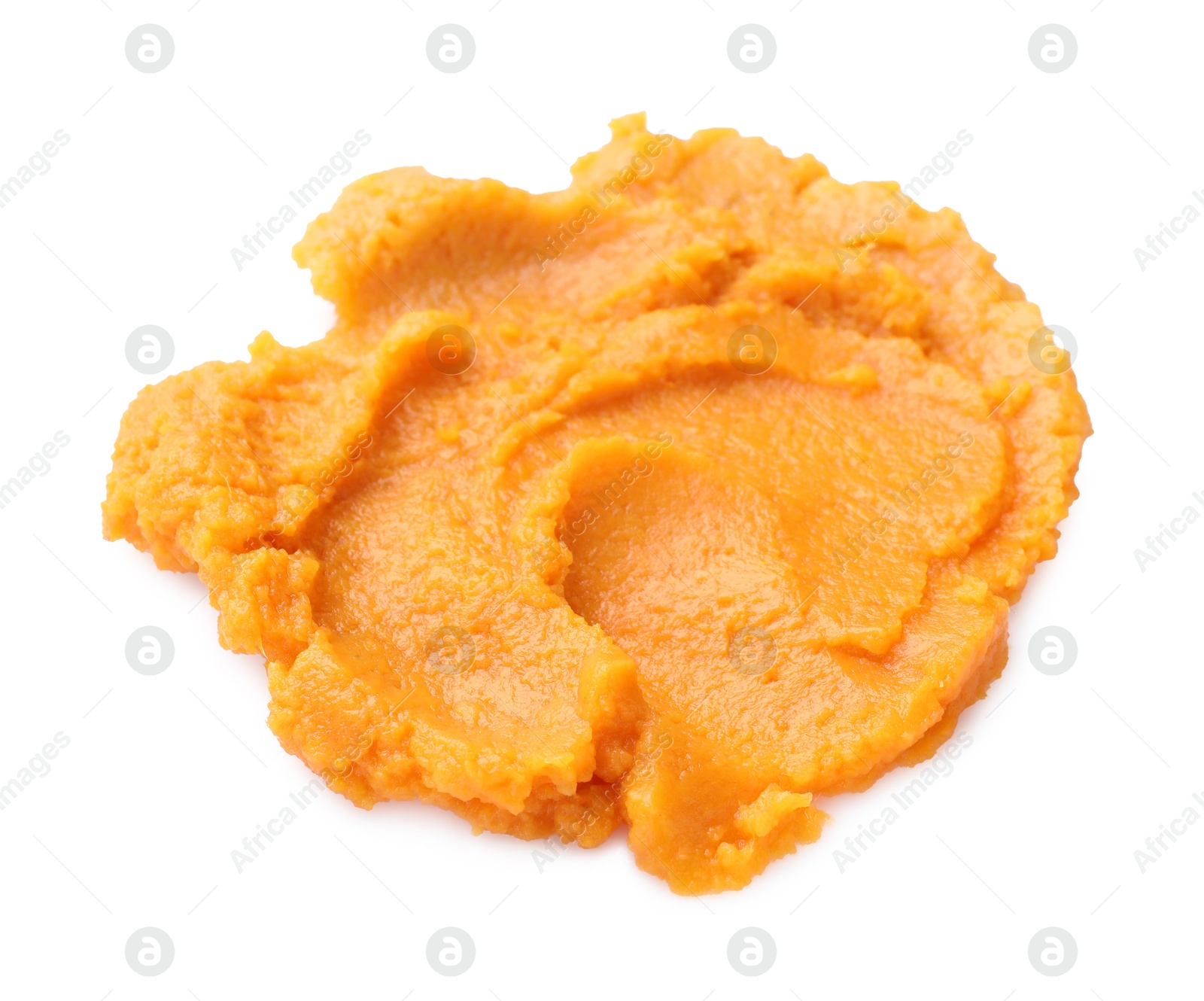 Photo of Delicious mashed sweet potatoes isolated on white