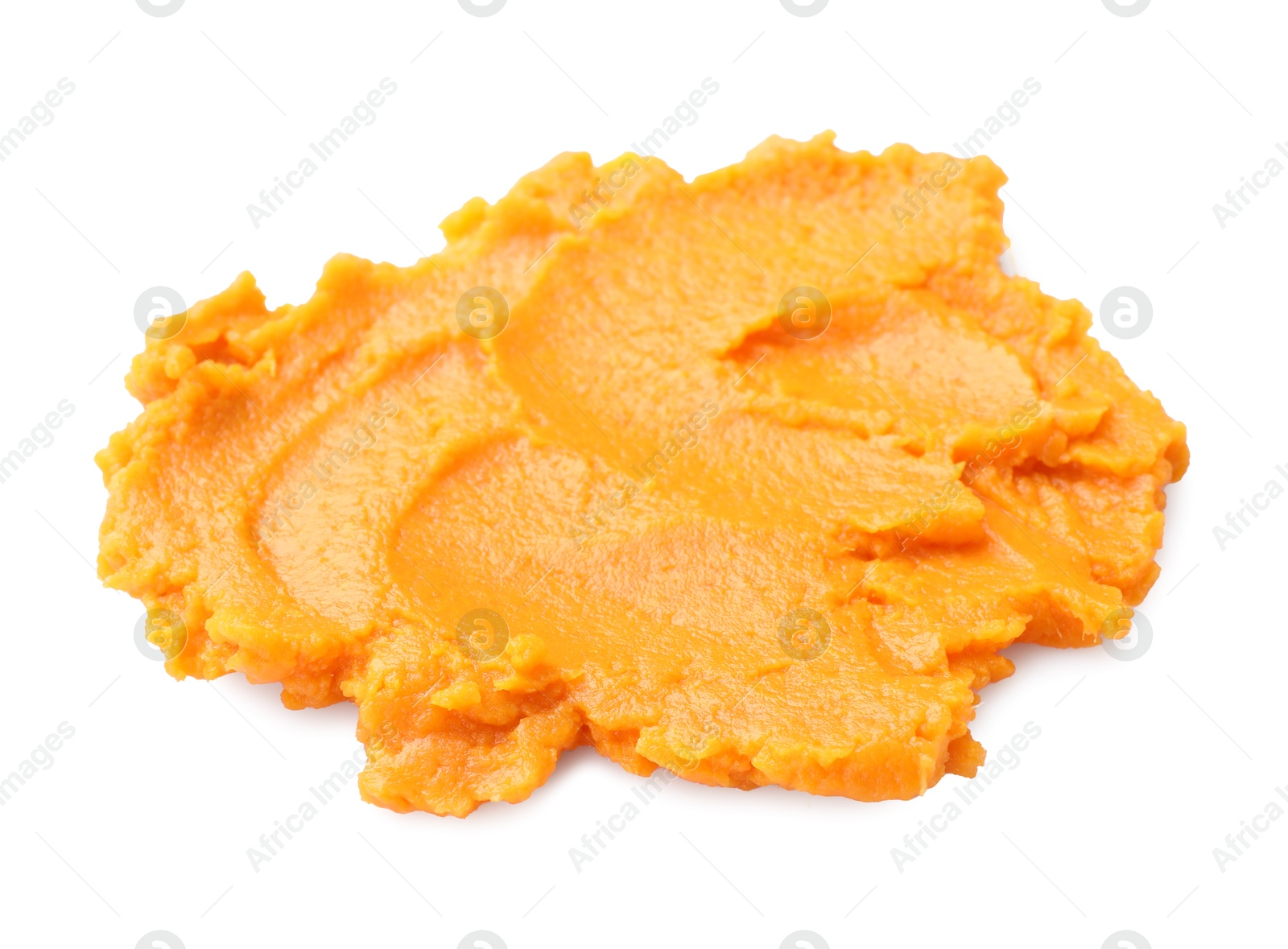 Photo of Delicious mashed sweet potatoes isolated on white