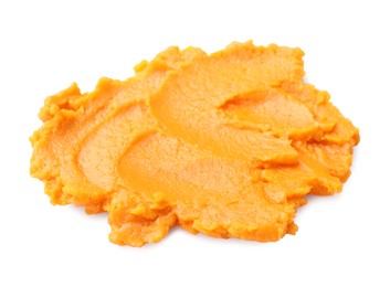 Photo of Delicious mashed sweet potatoes isolated on white