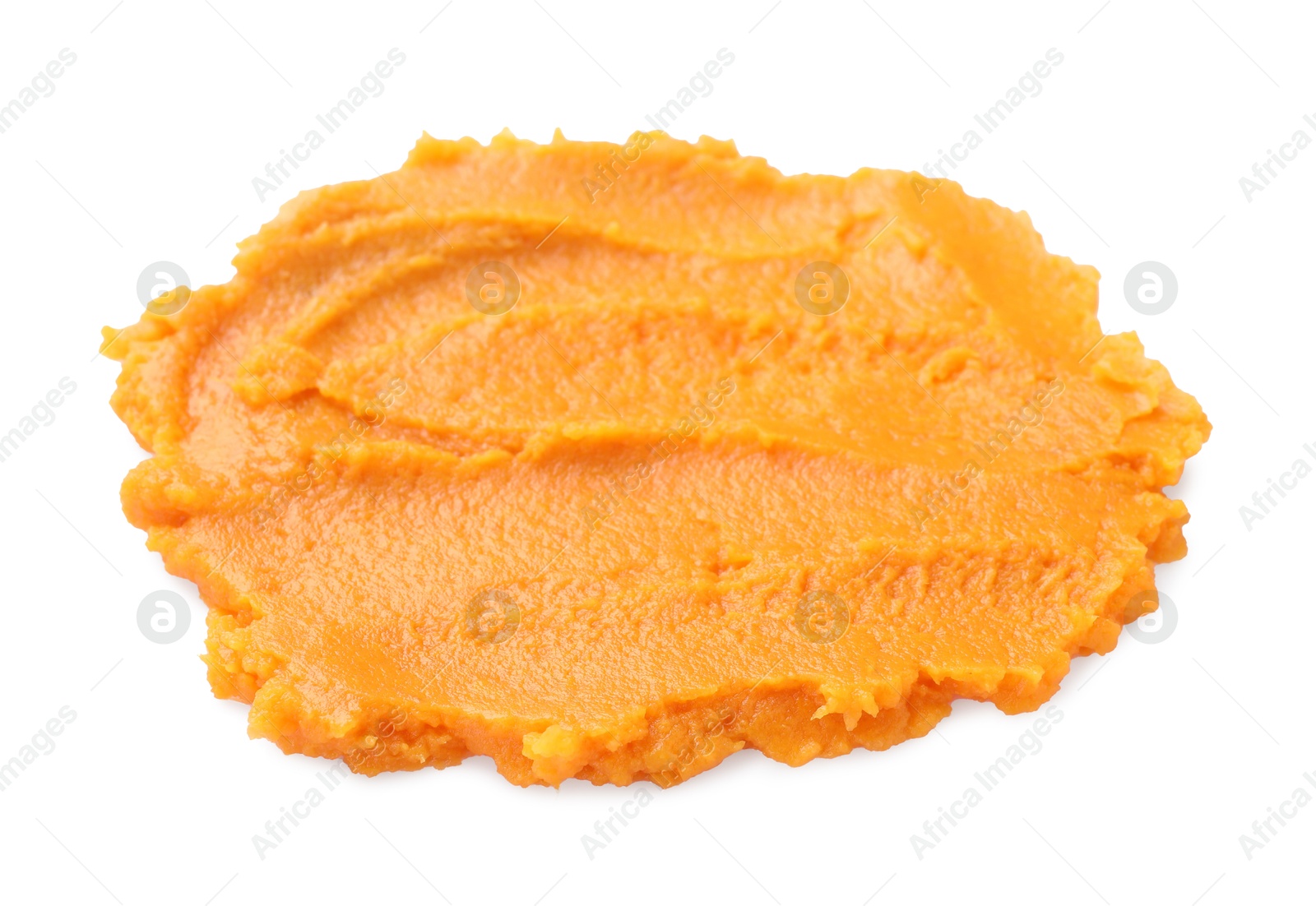 Photo of Delicious mashed sweet potatoes isolated on white