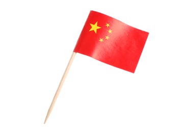 Small paper flag of China isolated on white