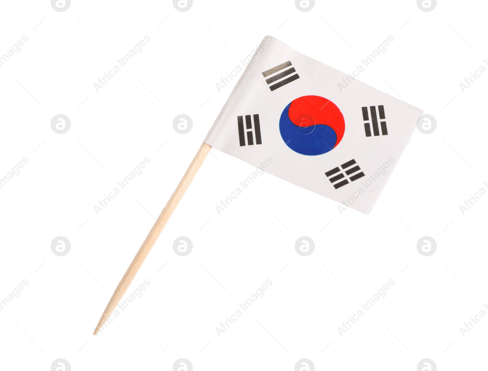 Photo of Small paper flag of South Korea isolated on white