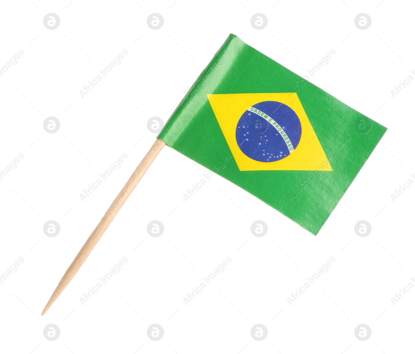 Photo of Small paper flag of Brazil isolated on white