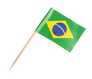 Small paper flag of Brazil isolated on white