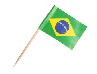 Photo of Small paper flag of Brazil isolated on white