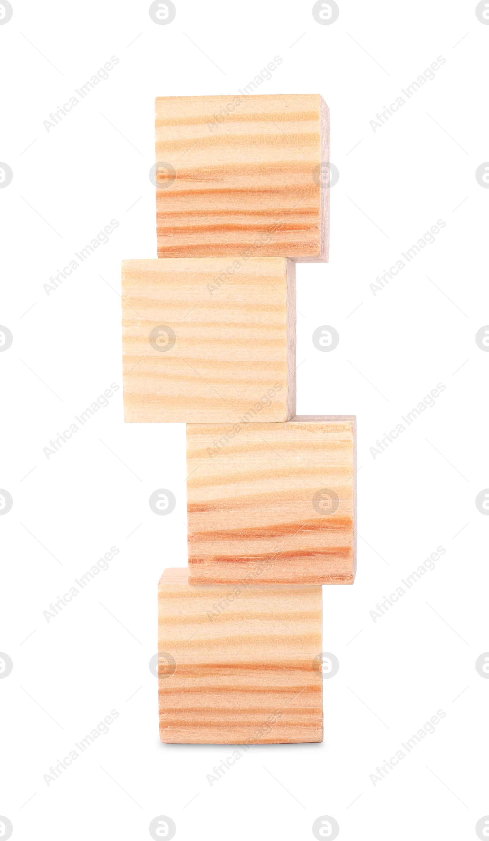 Photo of Stack of blank wooden cubes isolated on white