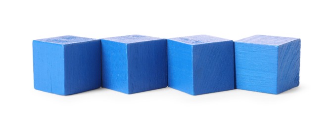 Many blue wooden cubes isolated on white