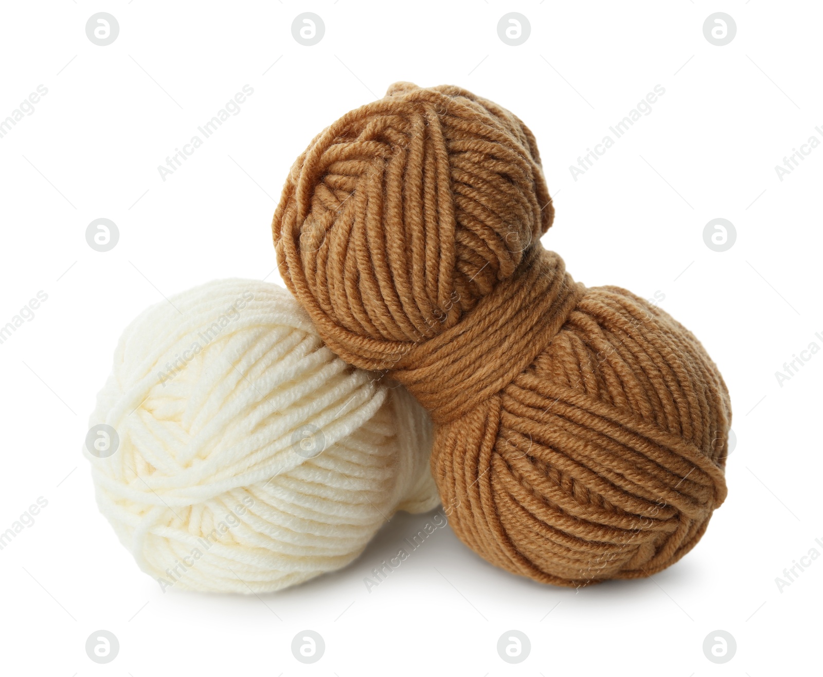 Photo of Skeins of soft yarn for knitting isolated on white