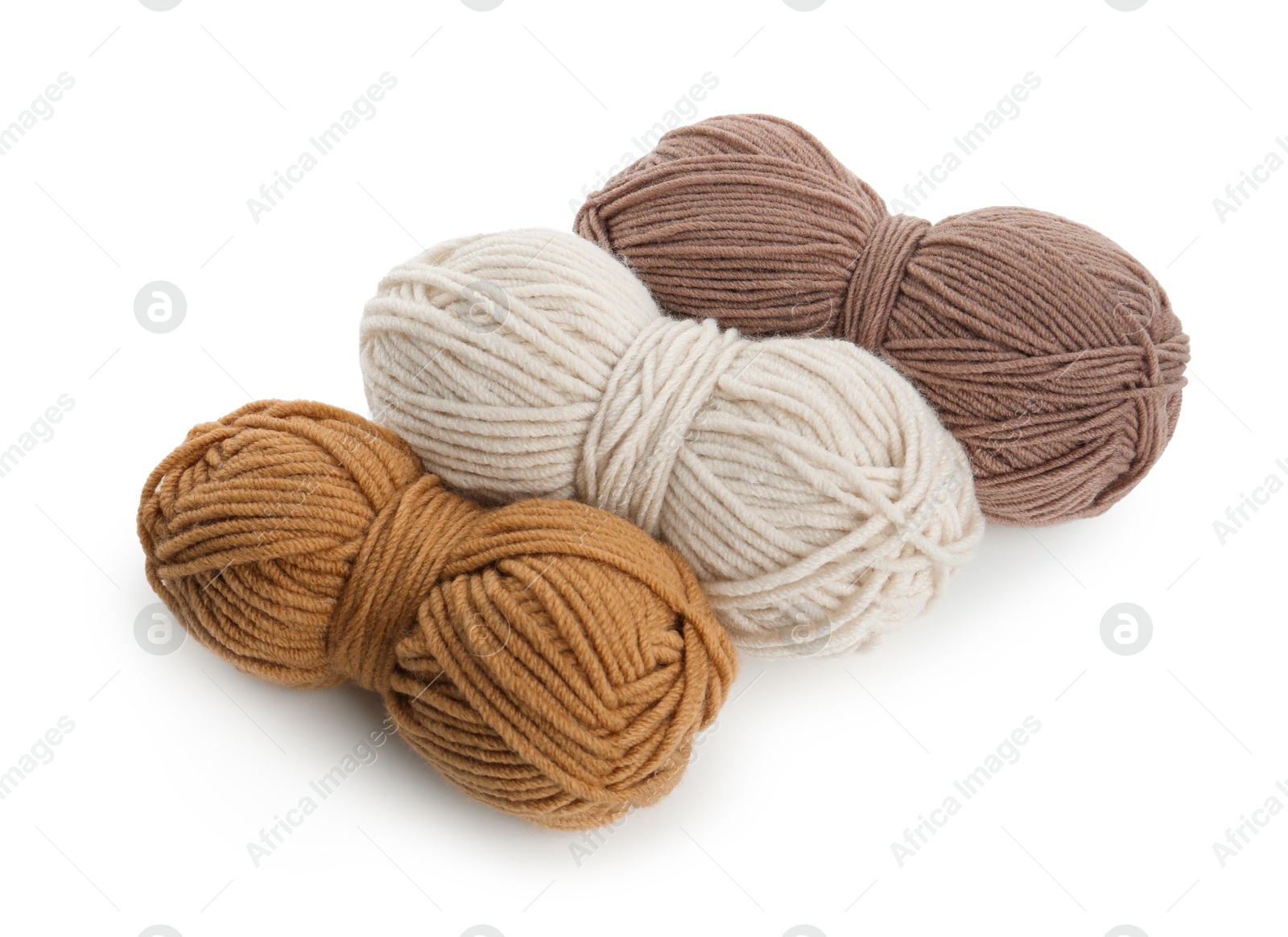 Photo of Skeins of soft yarn for knitting isolated on white