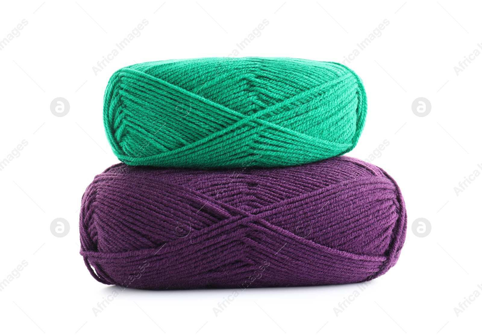 Photo of Two bright skeins of yarn isolated on white