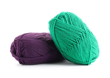 Two bright skeins of yarn isolated on white