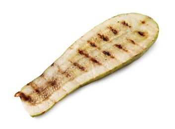 Photo of One tasty grilled zucchini slice isolated on white