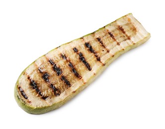 Photo of One tasty grilled zucchini slice isolated on white