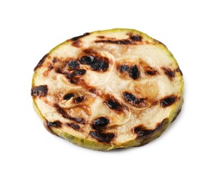 Photo of One tasty grilled zucchini slice isolated on white