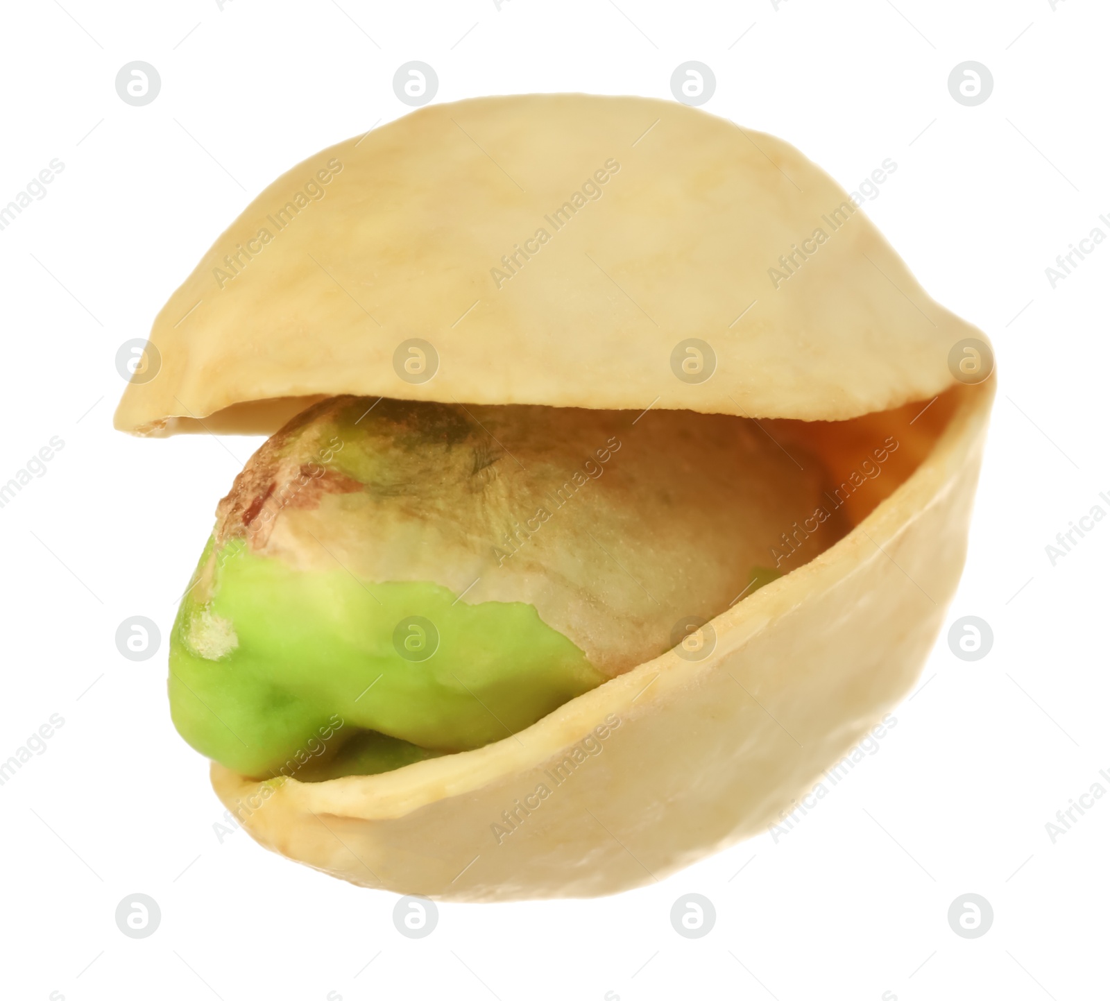 Photo of One tasty pistachio nut isolated on white