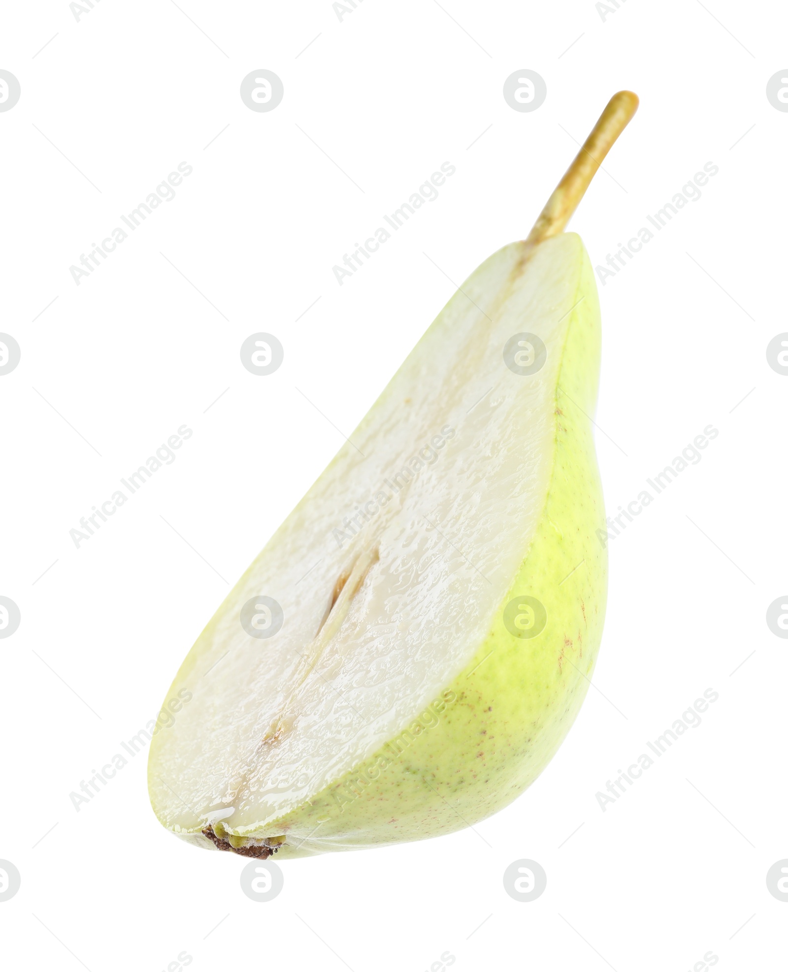 Photo of Cut fresh ripe pear isolated on white