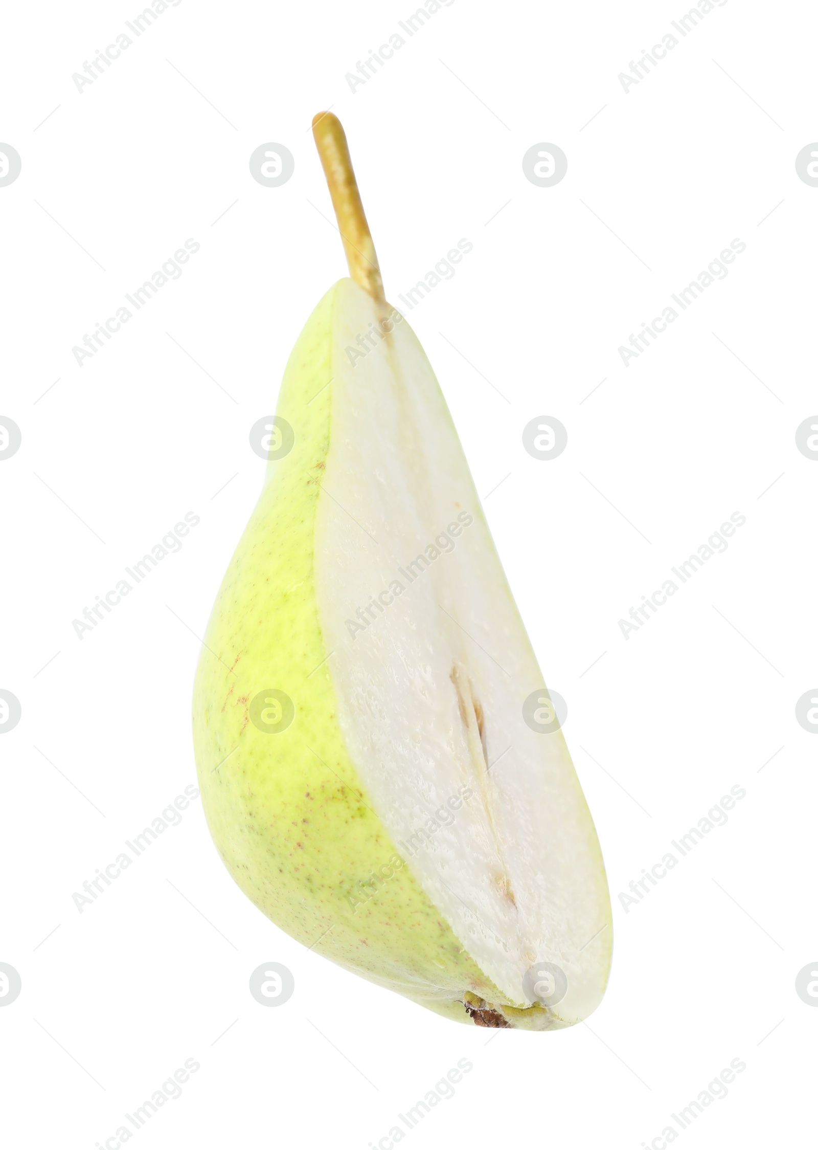 Photo of Cut fresh ripe pear isolated on white