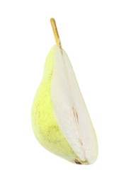 Photo of Cut fresh ripe pear isolated on white