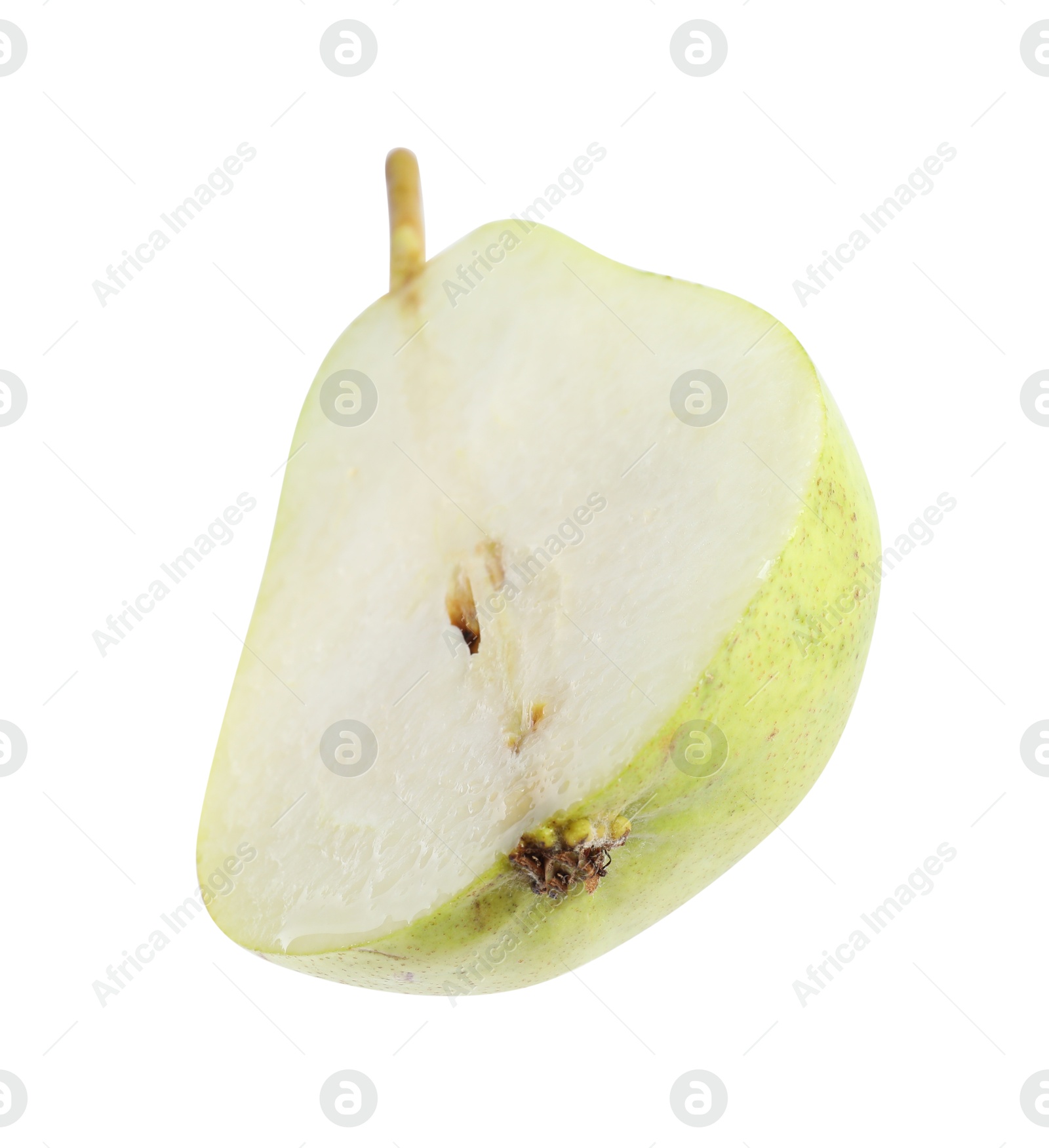 Photo of Cut fresh ripe pear isolated on white