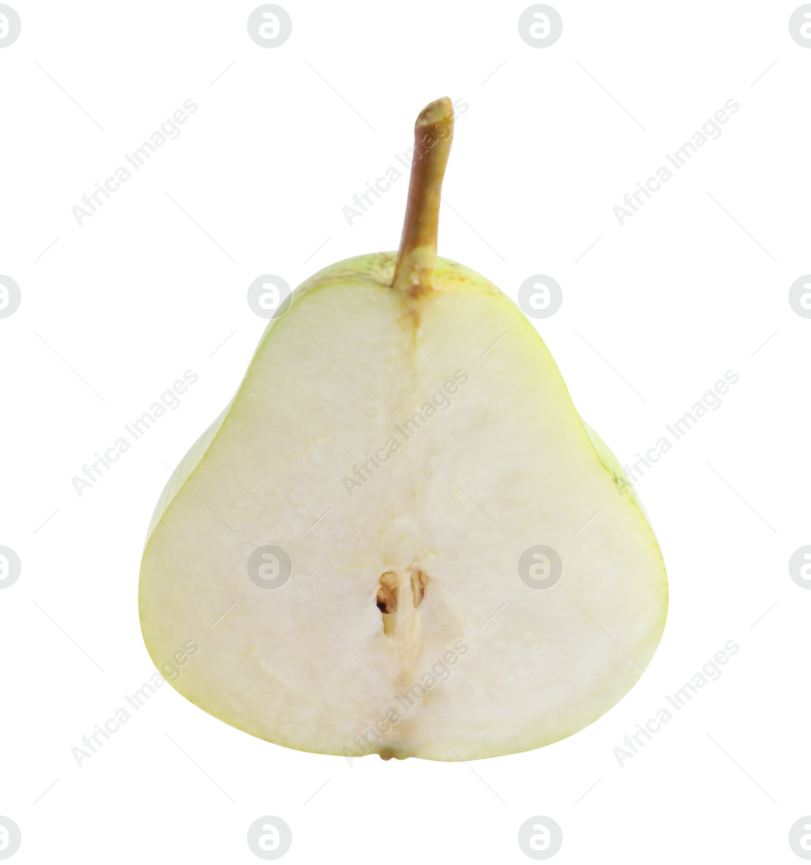 Photo of Cut fresh ripe pear isolated on white