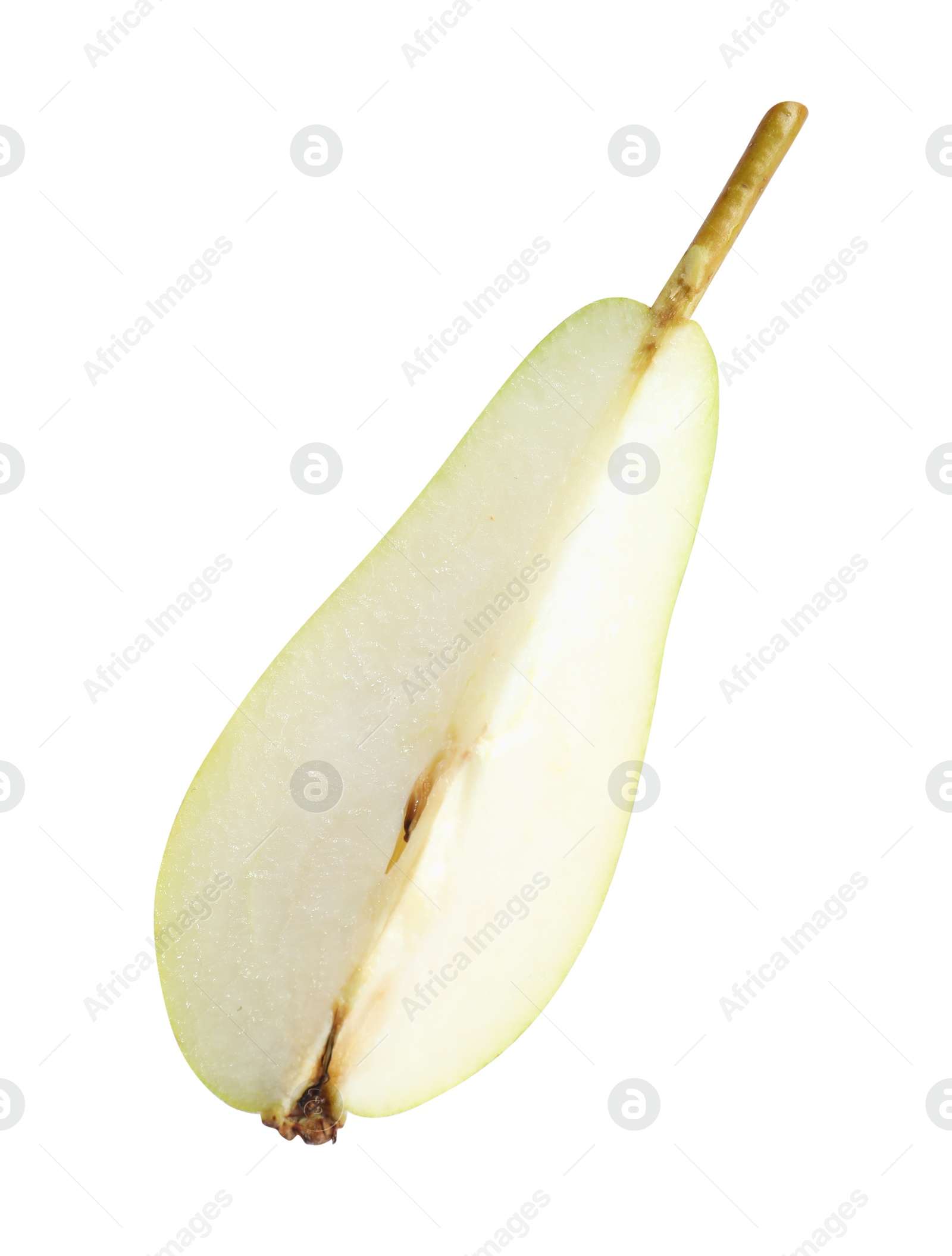 Photo of Cut fresh ripe pear isolated on white