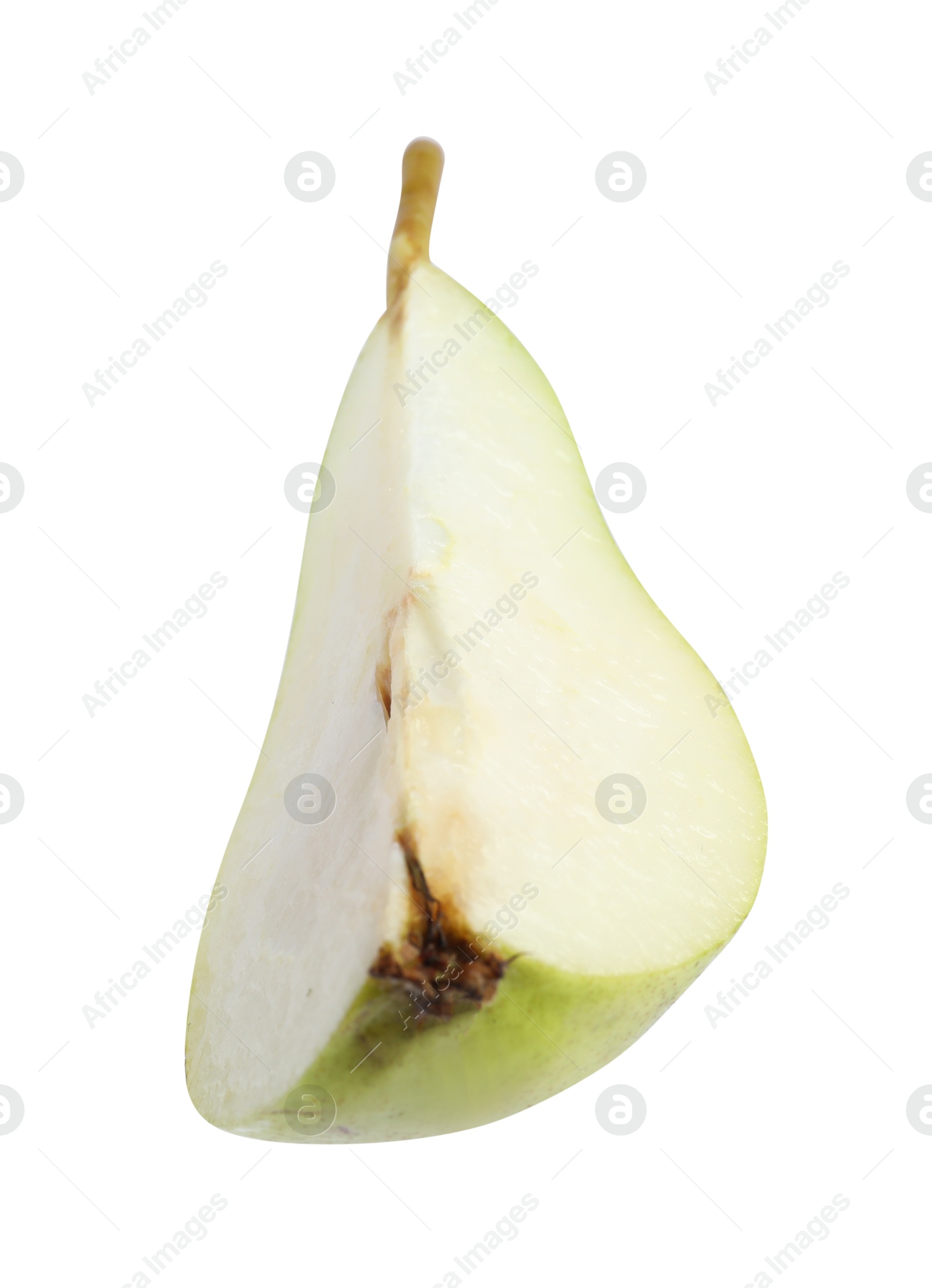 Photo of Cut fresh ripe pear isolated on white