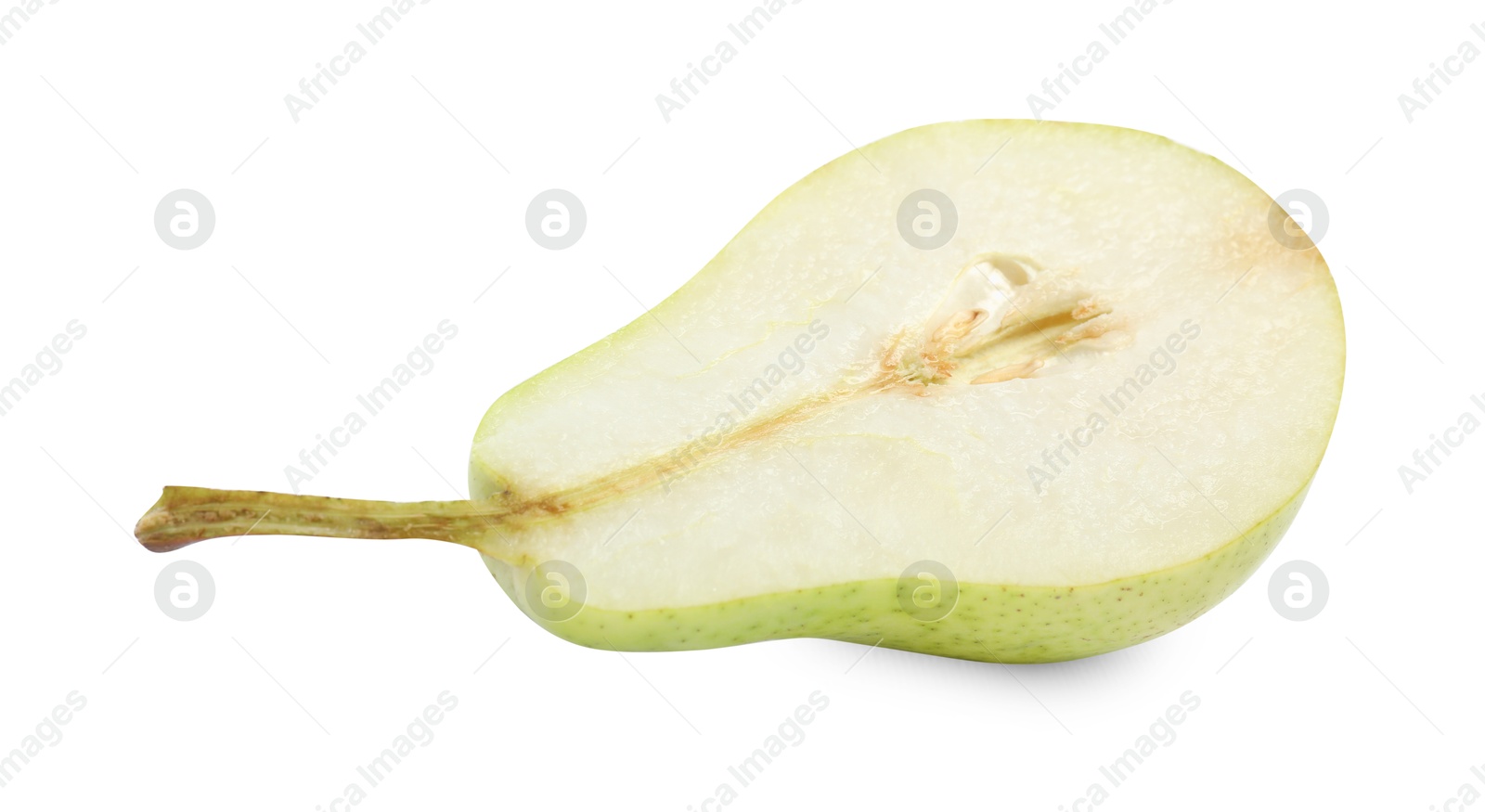 Photo of Cut fresh ripe pear isolated on white