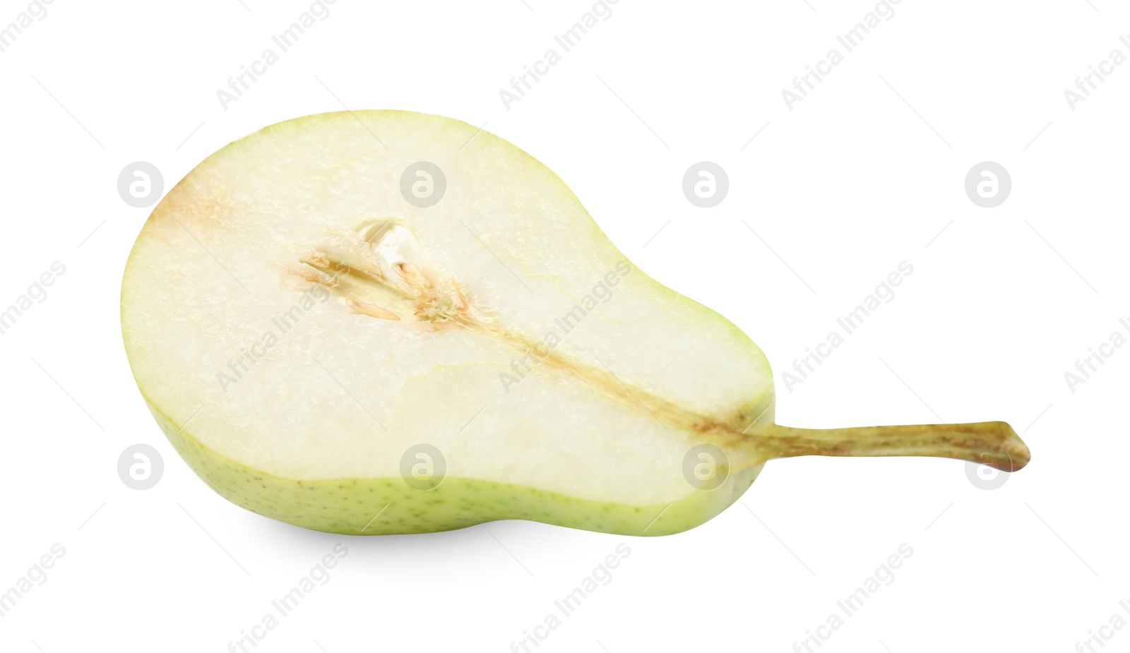 Photo of Cut fresh ripe pear isolated on white