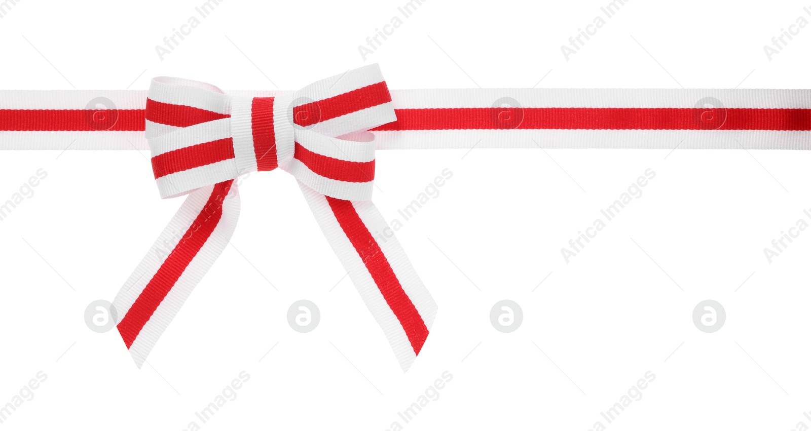 Photo of Colorful striped ribbon with bow isolated on white