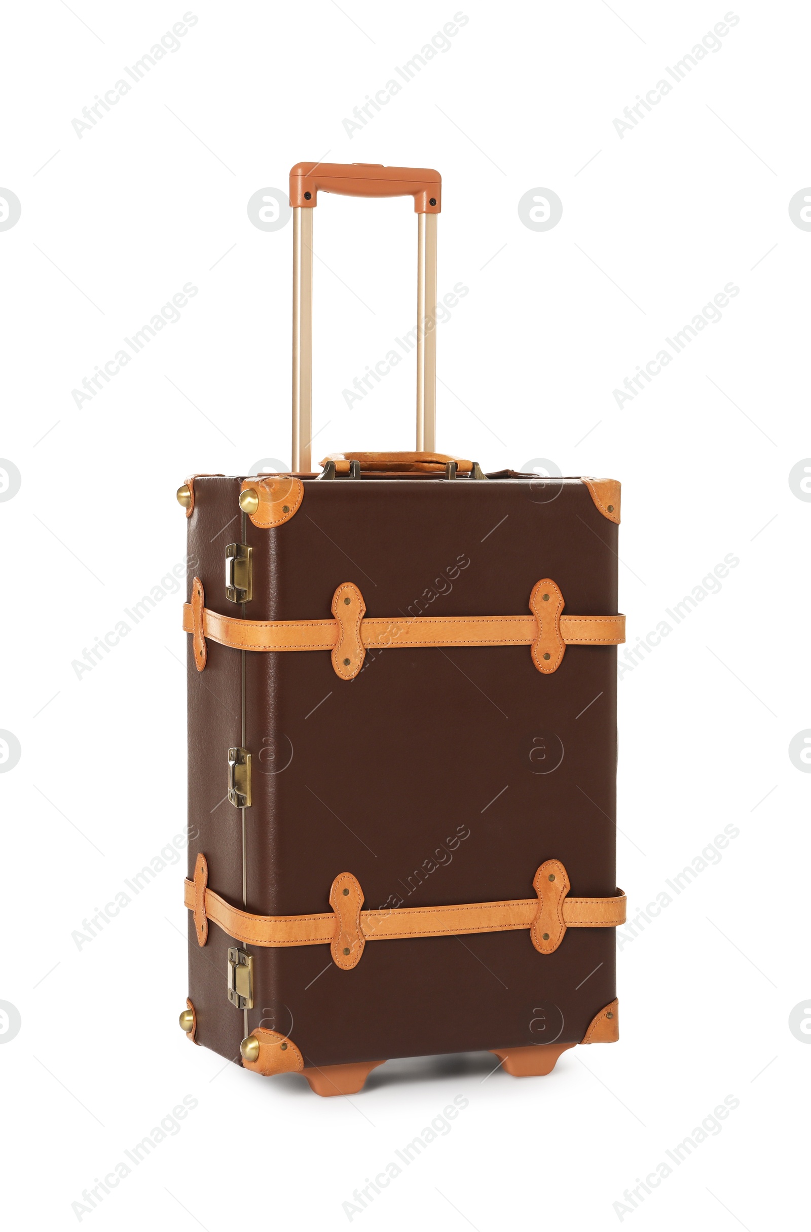 Photo of One new color suitcase isolated on white