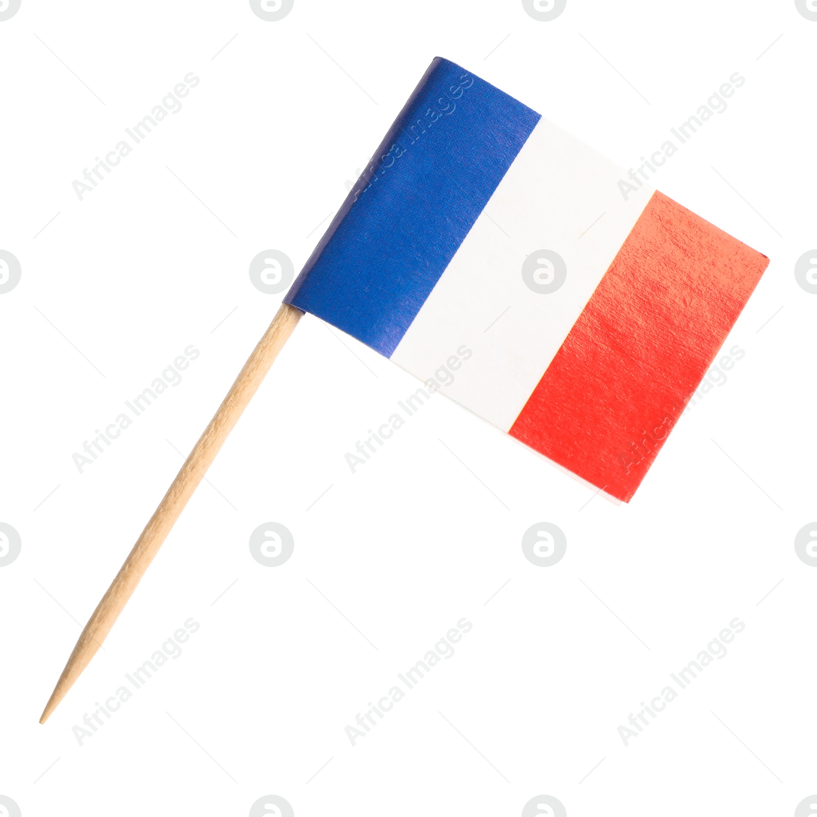 Photo of Small paper flag of France isolated on white