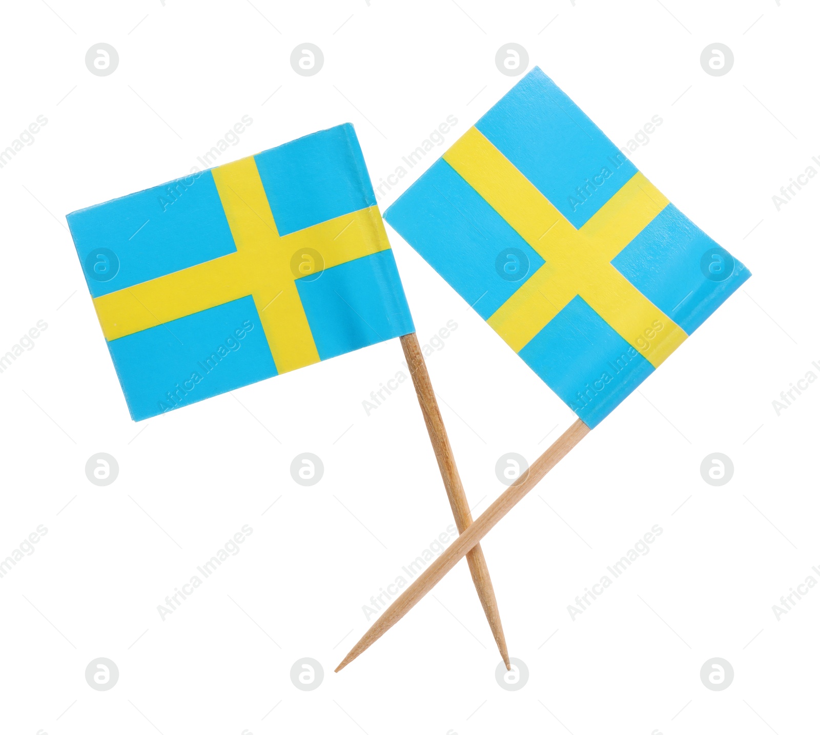 Photo of Small paper flags of Sweden isolated on white