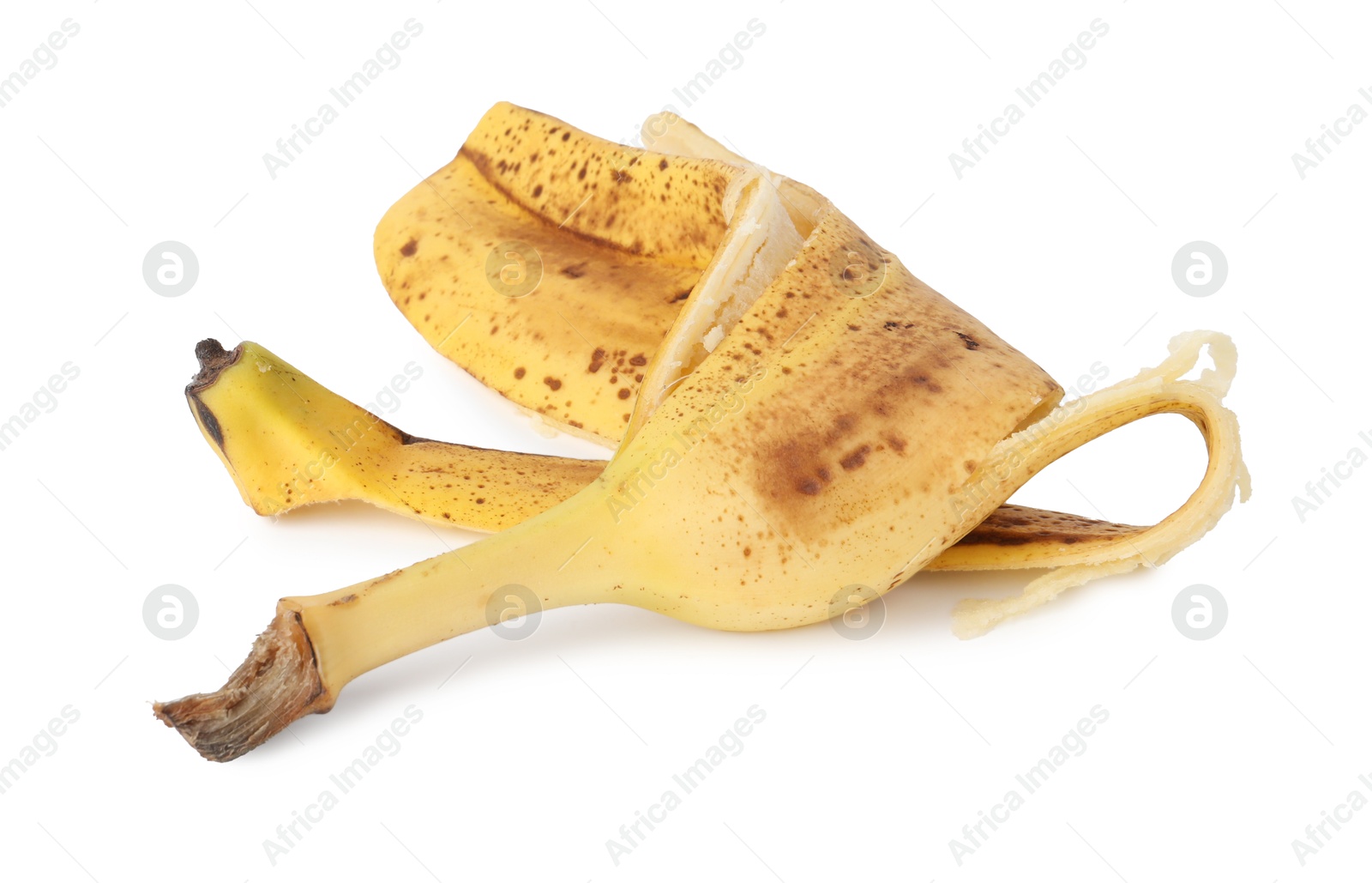 Photo of Banana peel with dark spots isolated on white