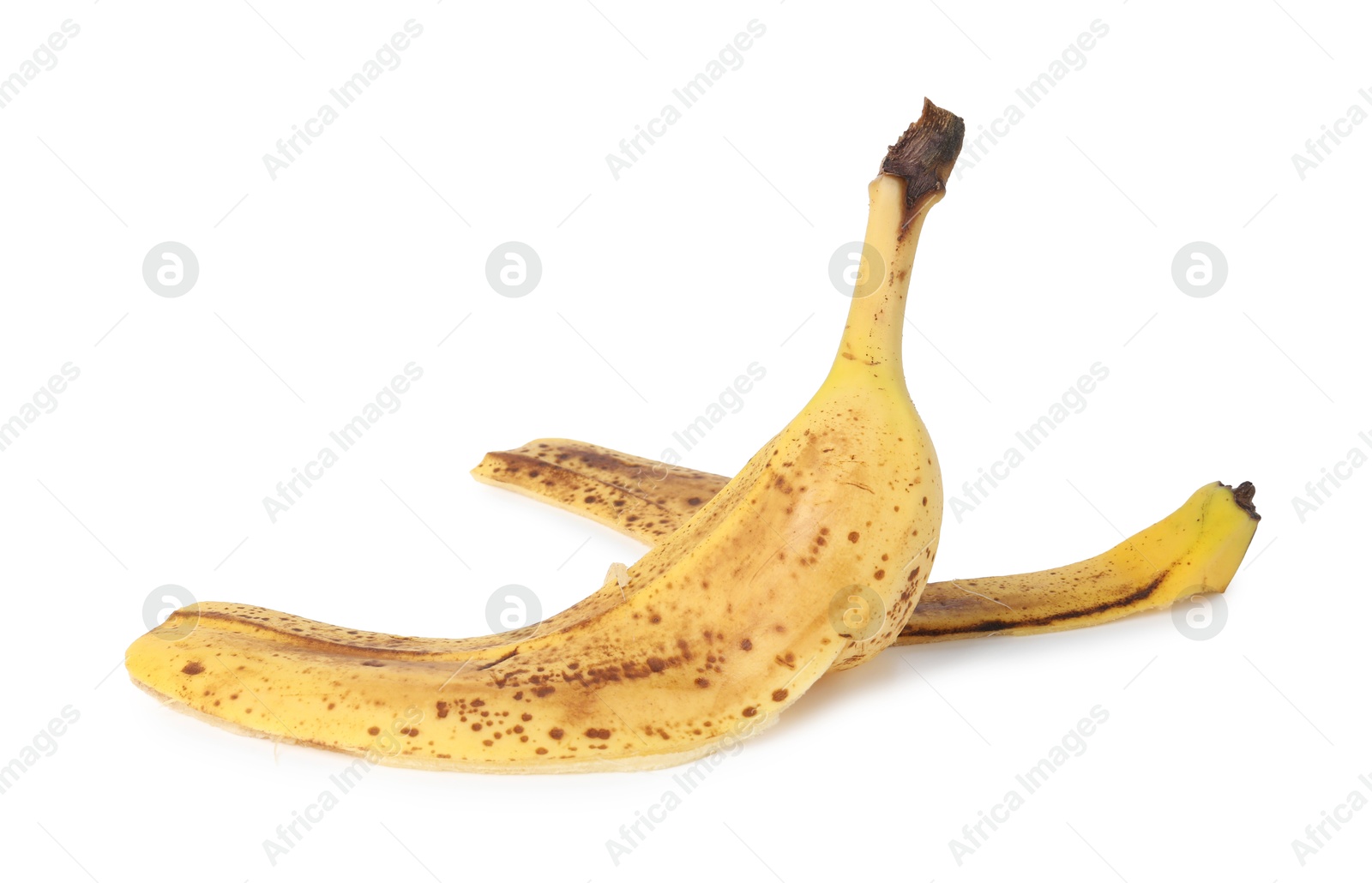 Photo of Banana peel with dark spots isolated on white