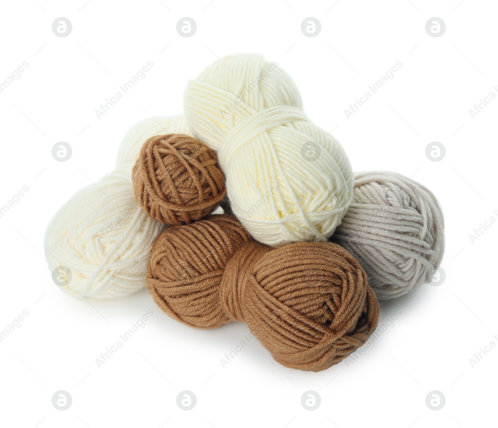 Photo of Skeins of soft yarn for knitting isolated on white