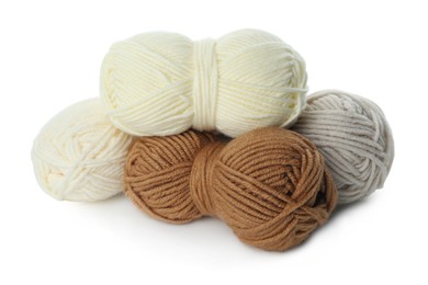 Photo of Skeins of soft yarn for knitting isolated on white