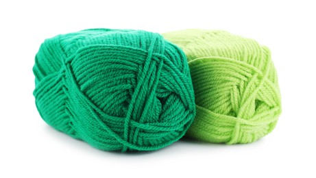 Photo of Two bright skeins of yarn isolated on white