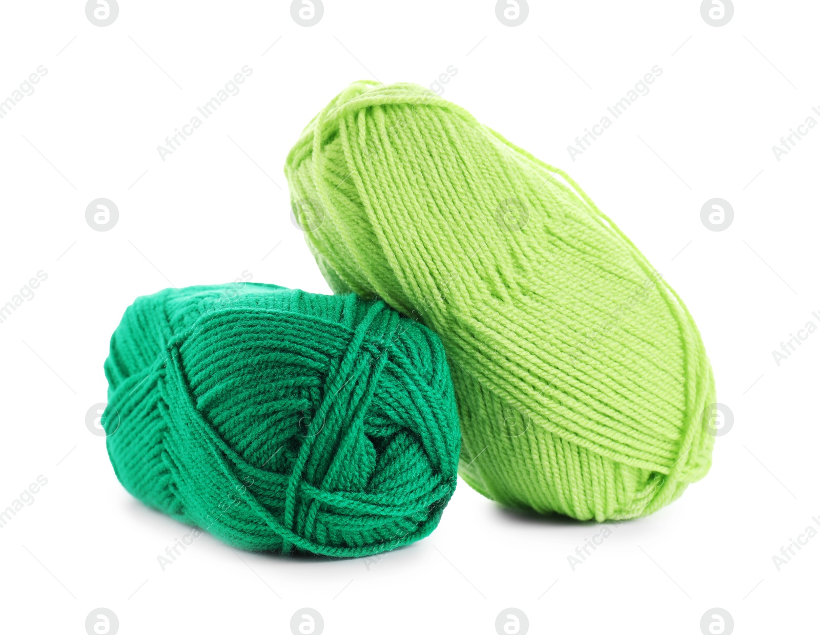 Photo of Two bright skeins of yarn isolated on white