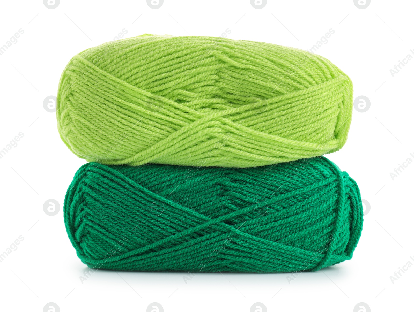 Photo of Two bright skeins of yarn isolated on white